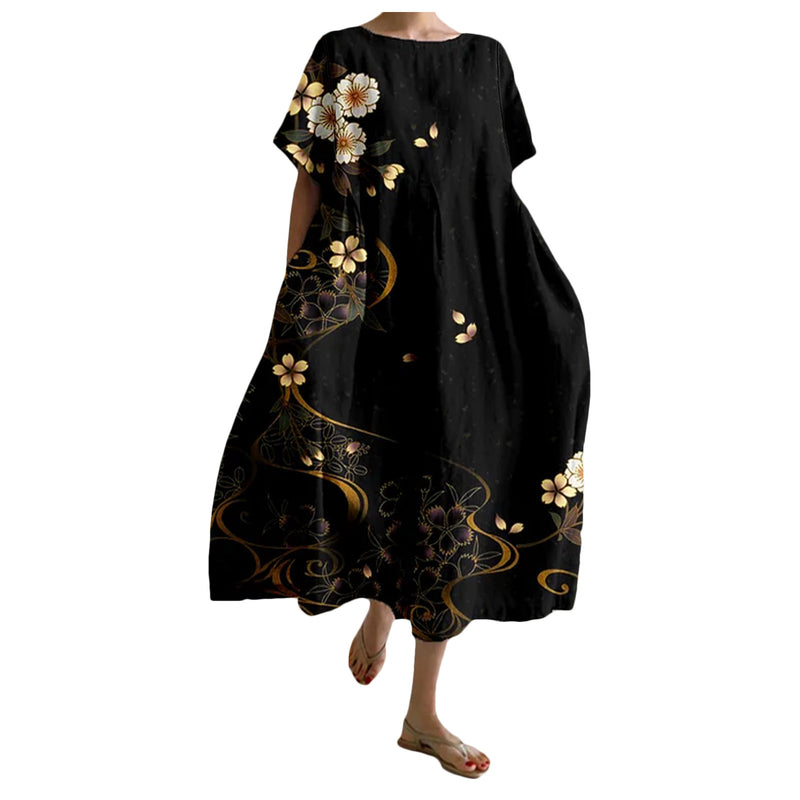 women's round neck 3D print dress, view 2 - MRSLM