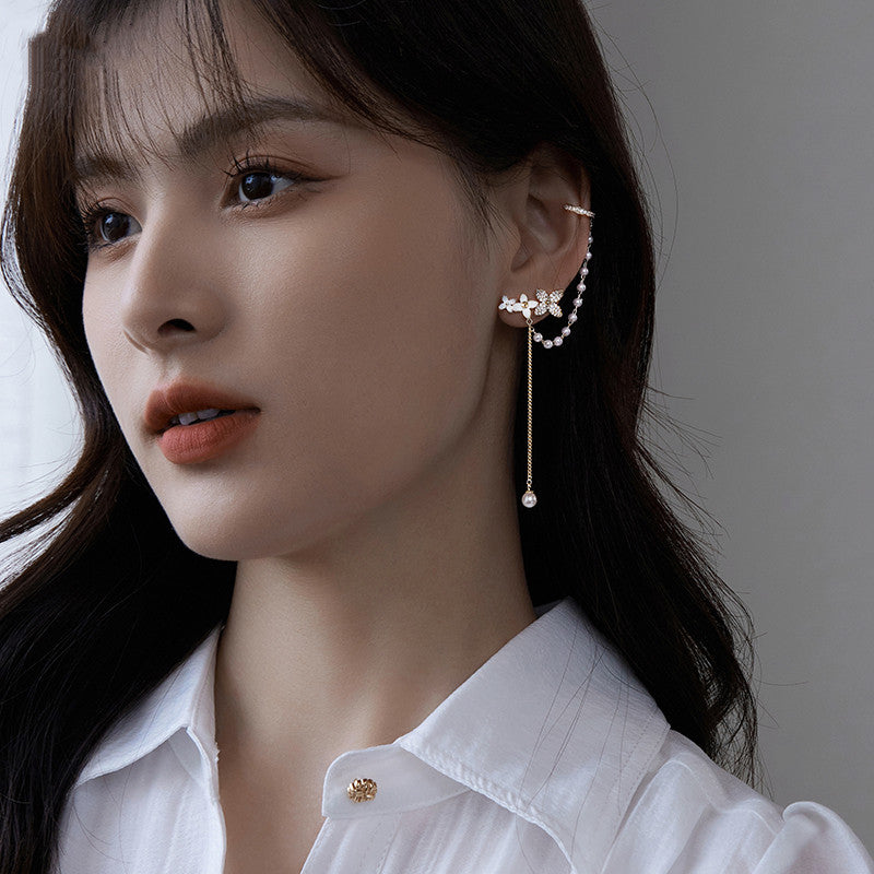 gold flower ear clip, view 5 - MRSLM