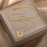 half circle sun pendant necklace, view 8 - MRSLM