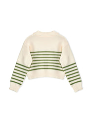 women's loose striped lace-up sweater, view 2 - MRSLM