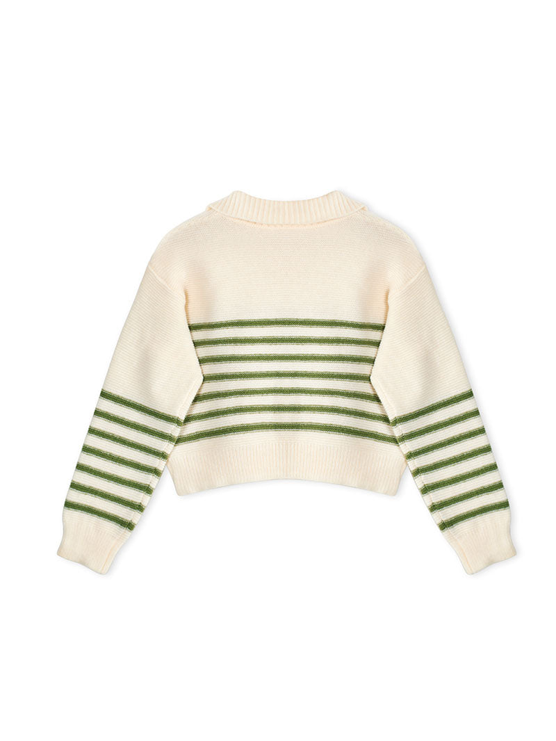 women's loose striped lace-up sweater, view 2 - MRSLM