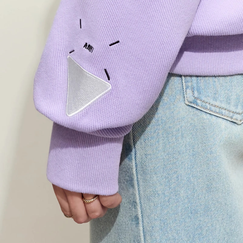 hooded cotton hoodie with geometric embroidery, view 9 - MRSLM