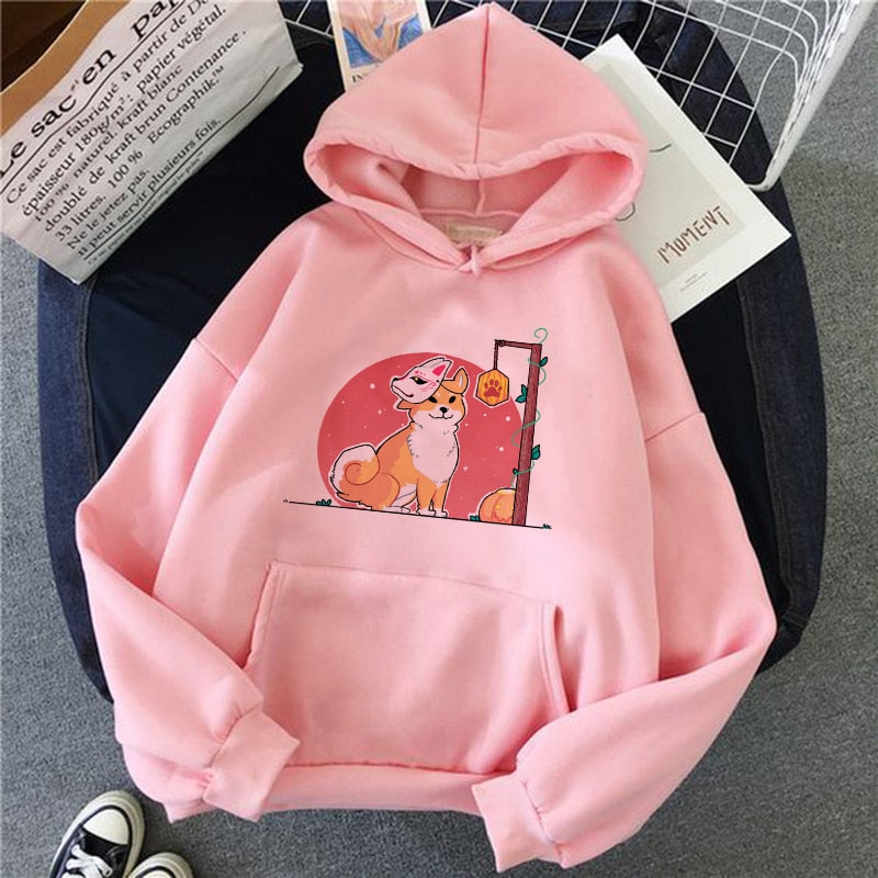 loose printed slouchy hoodie pink - MRSLM