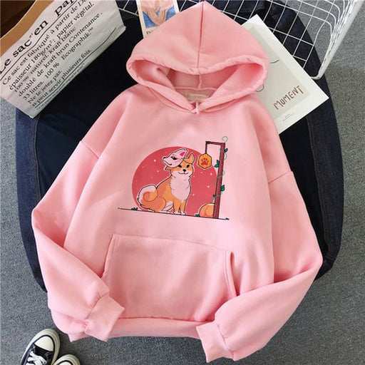 loose printed slouchy hoodie pink - MRSLM