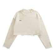 women's short loose slouchy sweater, view 3 - MRSLM