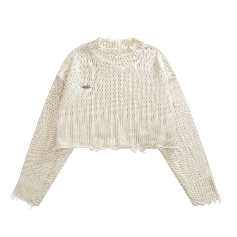 women's short loose slouchy sweater, view 3 - MRSLM