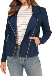 deerskin velvet motorcycle jacket with zipper pockets, view 9 - MRSLM