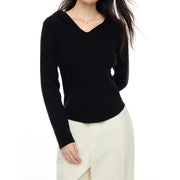 casual v-neck hooded sweater, view 2 - MRSLM