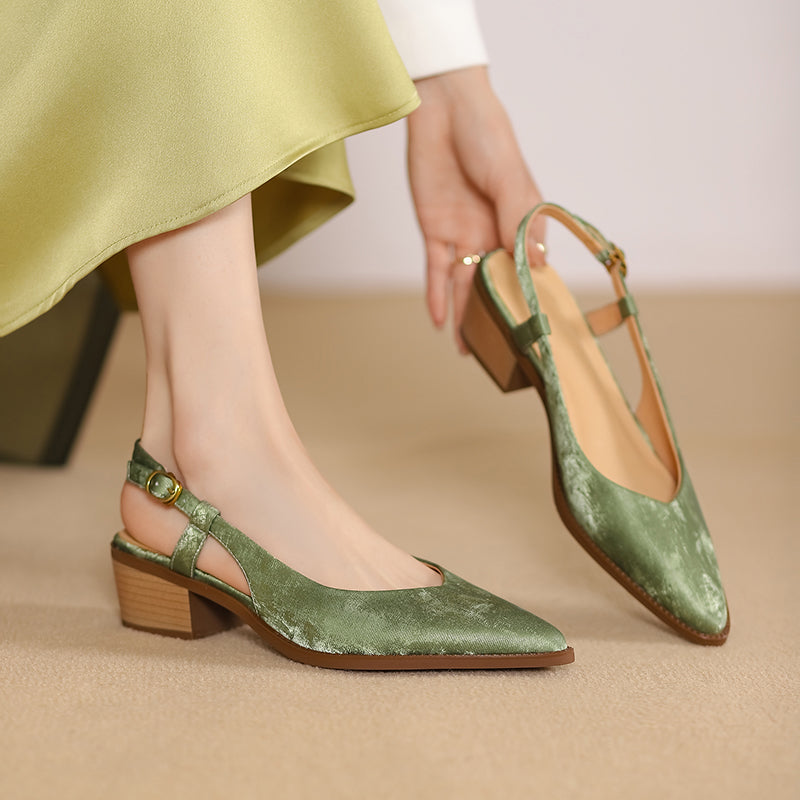 Slingback leather pumps, view 4 - MRSLM