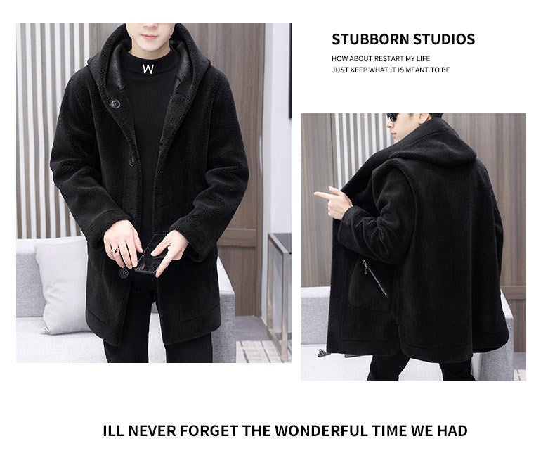 double-sided hooded fleece coat, view 9 - MRSLM