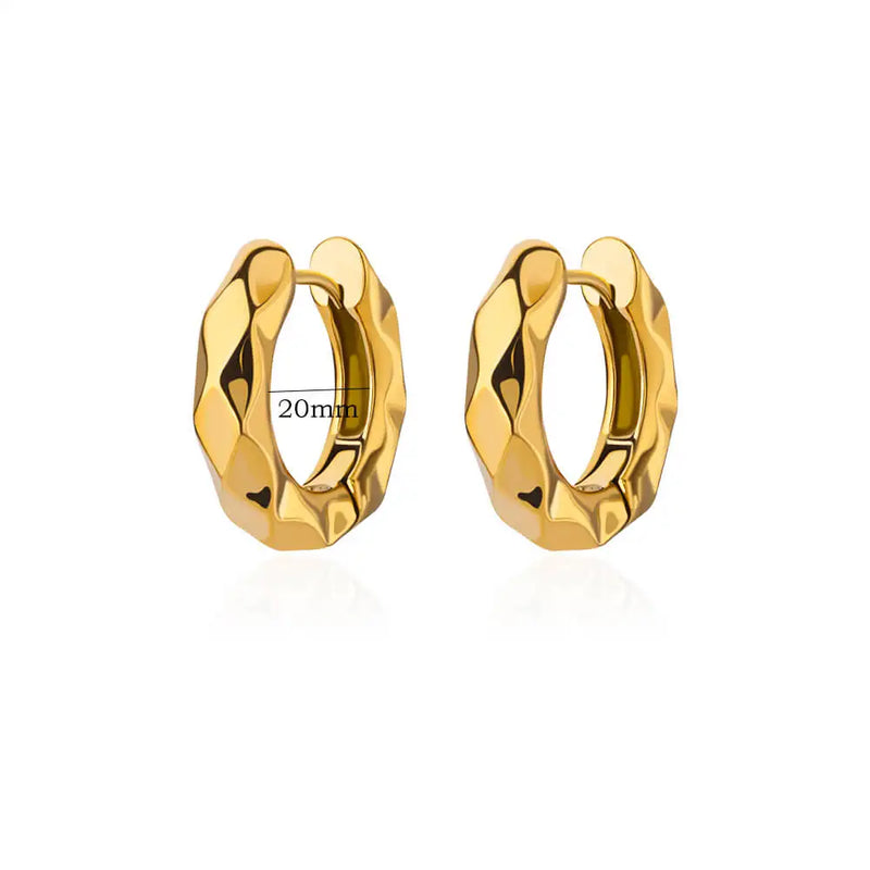round gold stainless steel earrings, view 4 - MRSLM