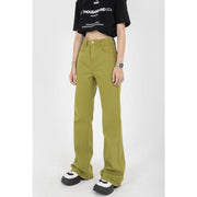 green high waist wide-leg denim pants, view 2 - MRSLM