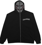 rhinestone print hooded zip cardigan, view 6 - MRSLM
