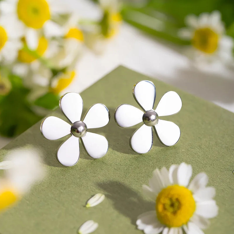 gold daisy earrings, view 2 - MRSLM