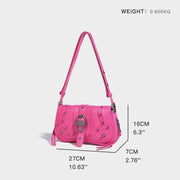 pink PU leather envelope shoulder bag, view 8 - MRSLM