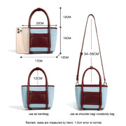 Mini denim and leather crossbody tote, view 6 - MRSLM