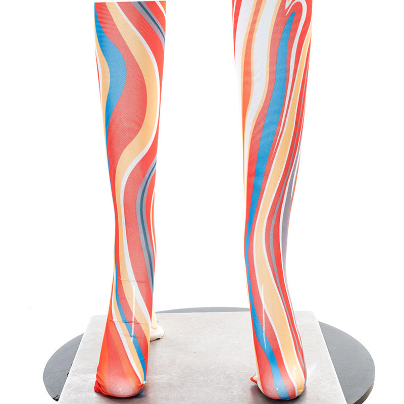 printed lace-up tee and tie-dye mesh trousers set, view 9 - MRSLM