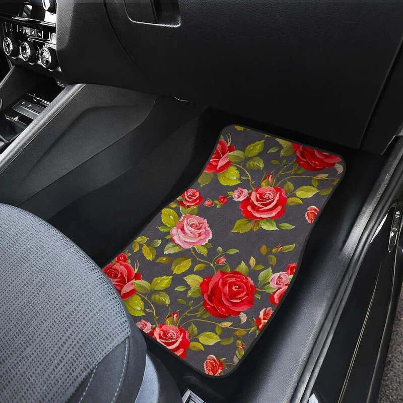 rose-blush floral car floor mats set, view 5 - MRSLM