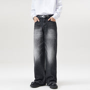 men's straight stone washed jeans, view 9 - MRSLM