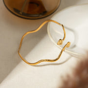 gold wavy snake cuff bracelet, view 7 - MRSLM
