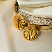 gold shell earrings, view 7 - MRSLM