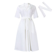 short sleeve suit collar dress, view 7 - MRSLM