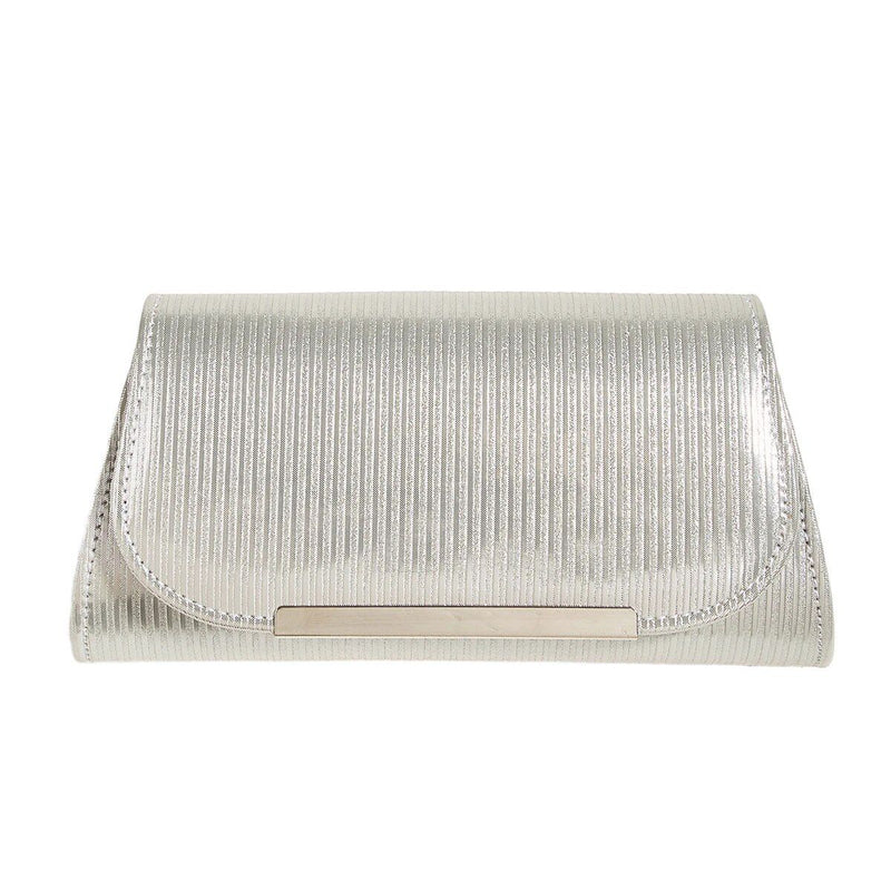 shiny striped pu leather evening clutch, view 3 - MRSLM