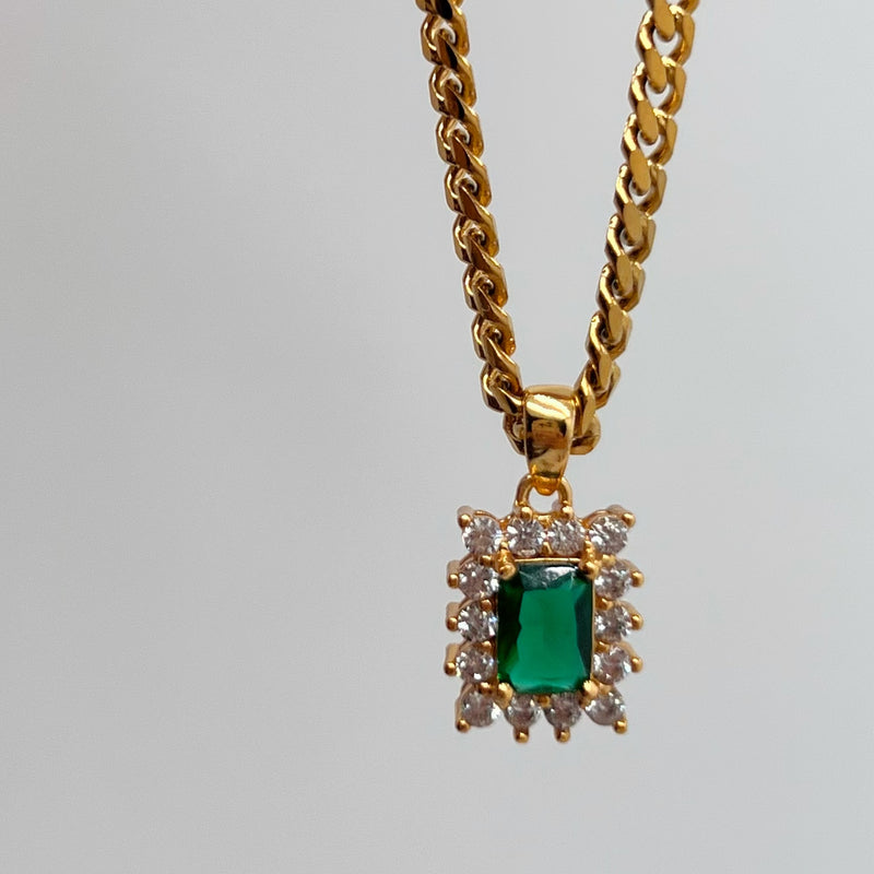 Square zircon titanium steel necklace, view 9 - MRSLM