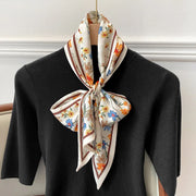 Floral print long polyester scarf, view 8 - MRSLM