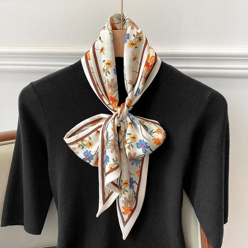 Floral print long polyester scarf, view 8 - MRSLM