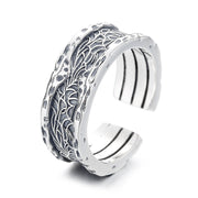 sterling silver tang grass pattern wide ring, view 2 - MRSLM