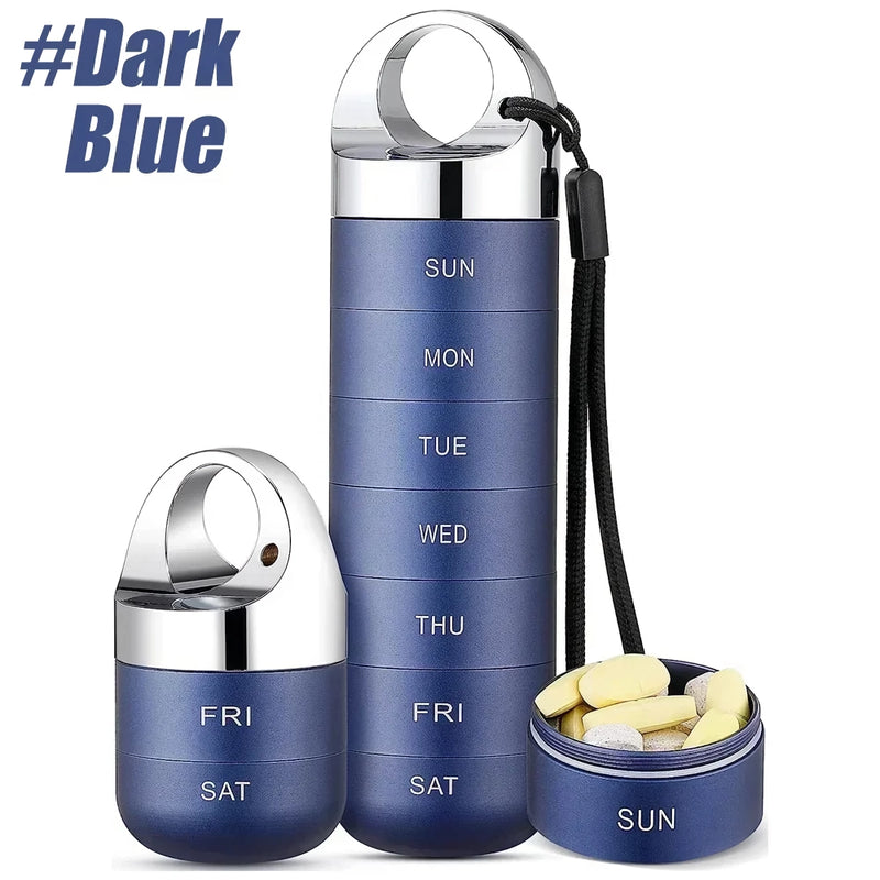 waterproof metal weekly pill box, view 2 - MRSLM