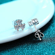 sterling silver moissanite clover earrings, view 2 - MRSLM