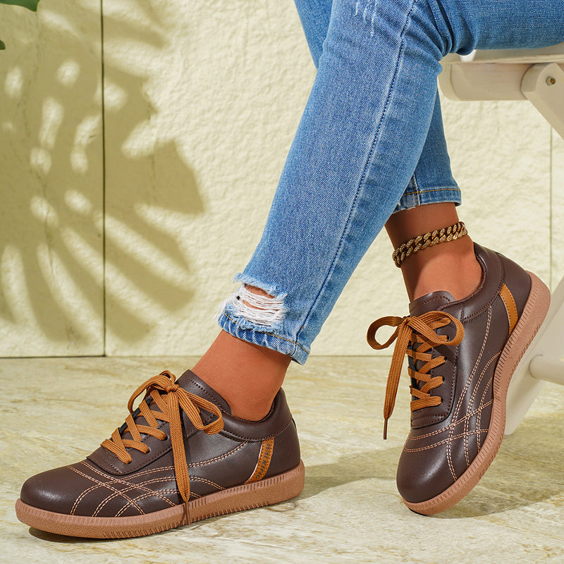 Retro lace-up thick-sole sneakers, view 3 - MRSLM