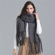 Extra long faux cashmere scarf, view 9 - MRSLM