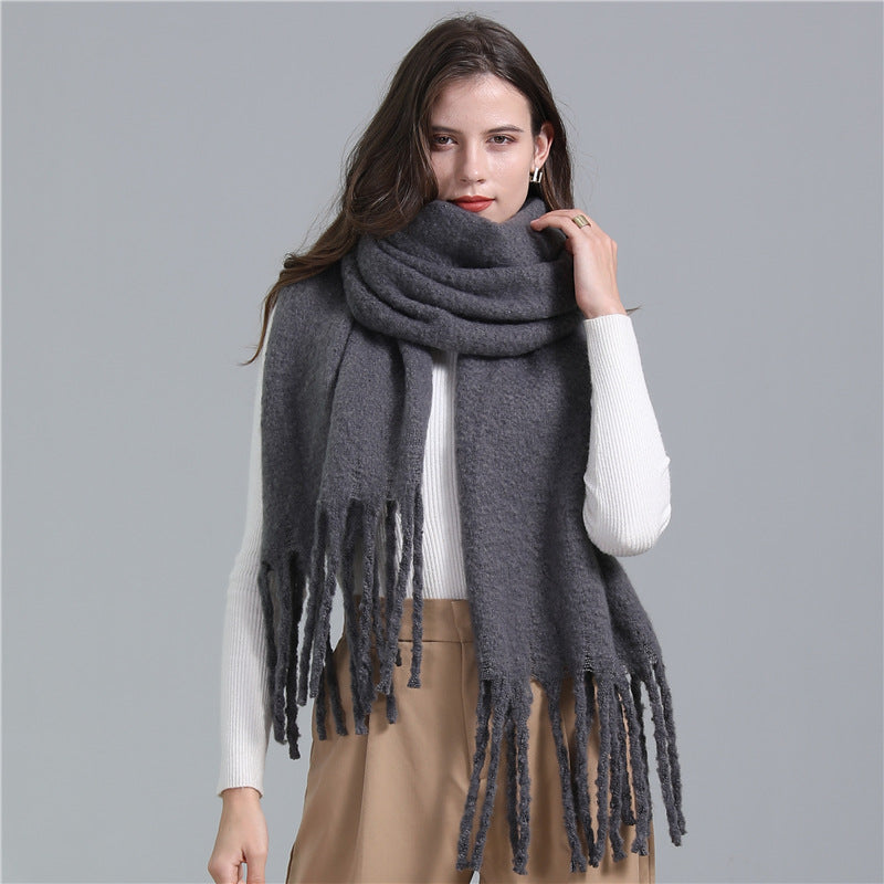 Extra long faux cashmere scarf, view 9 - MRSLM