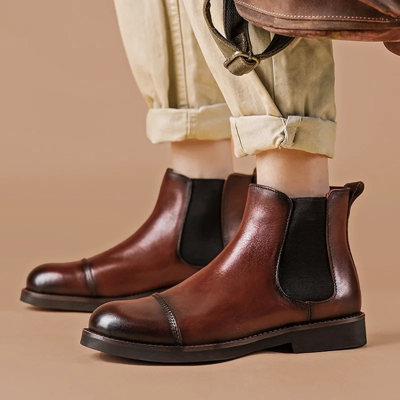 handmade vintage leather ankle boots, view 4 - MRSLM