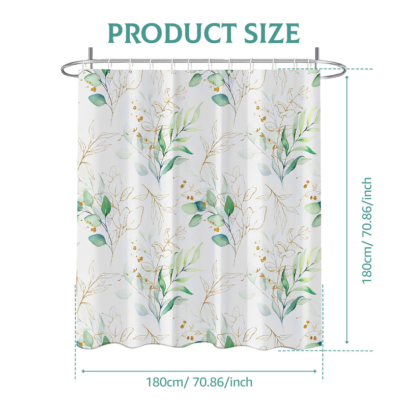 leaf pattern waterproof shower curtain, view 2 - MRSLM