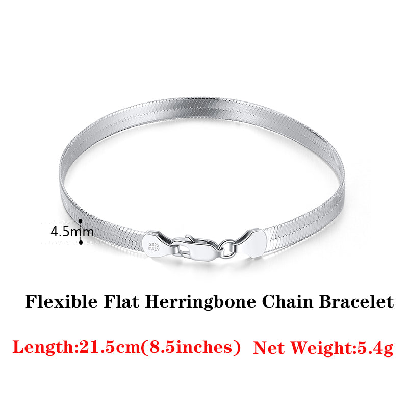s925 silver flat snake bracelet, view 11 - MRSLM