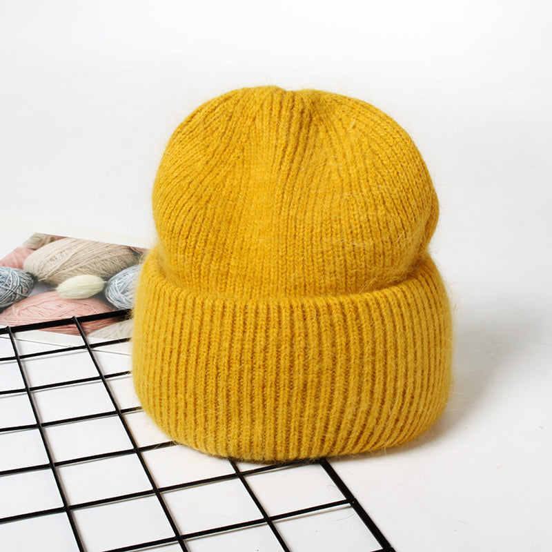 Unisex Real Rabbit Fur Knit Beanie for Men and Women