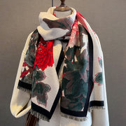 Women's retro floral faux cashmere scarf, view 4 - MRSLM