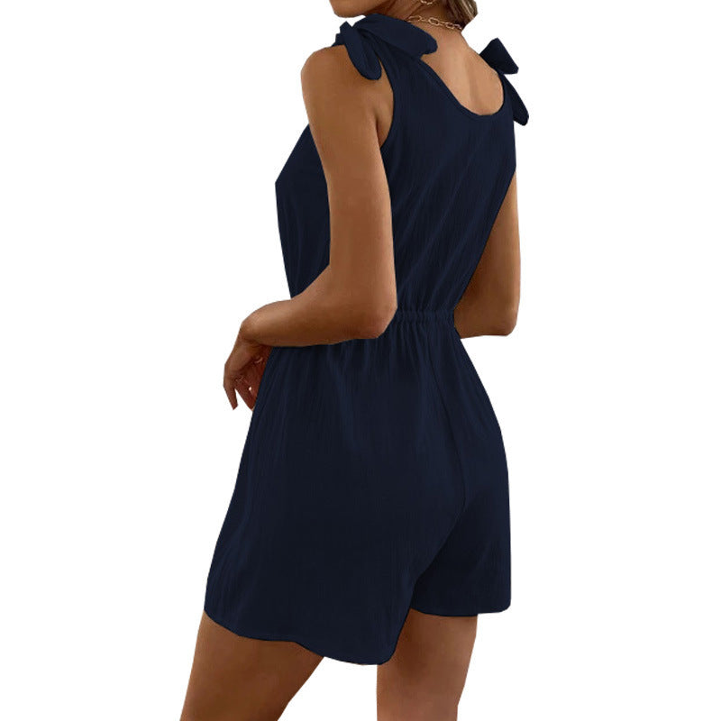 Women's solid color one-piece shorts, view 2 - MRSLM