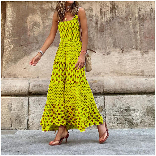 women's sling bohemian printed dress, view 9 - MRSLM