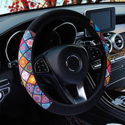 ethnic style print steering wheel cover, view 5 - MRSLM