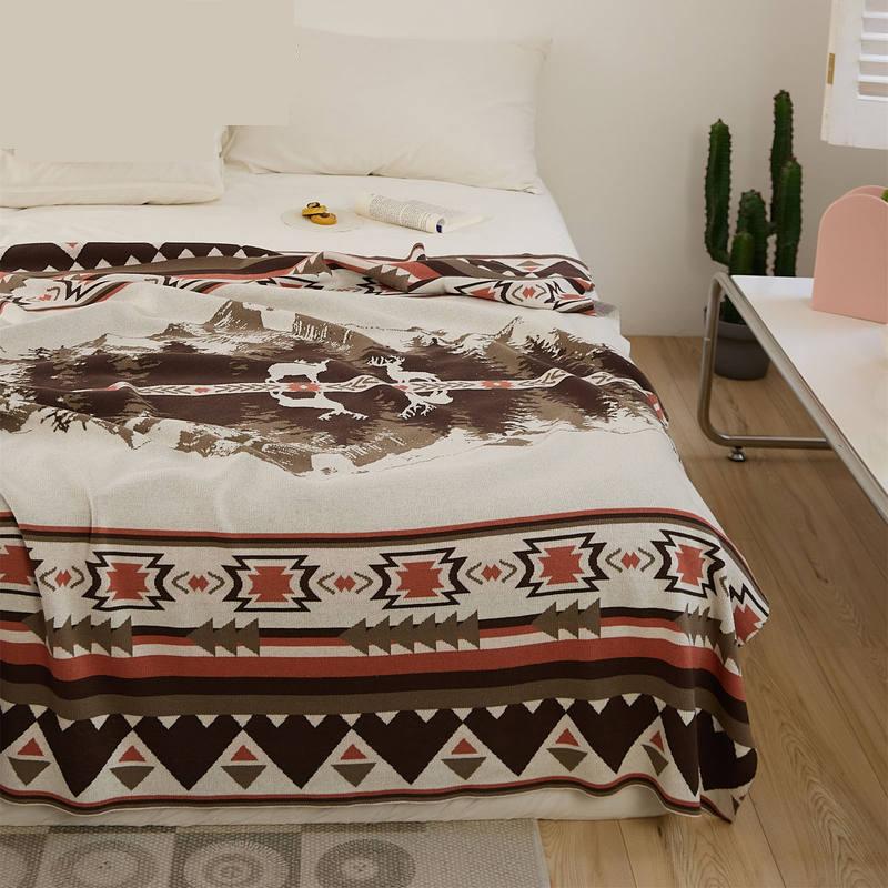 elk mountain forest cotton throw blanket - MRSLM