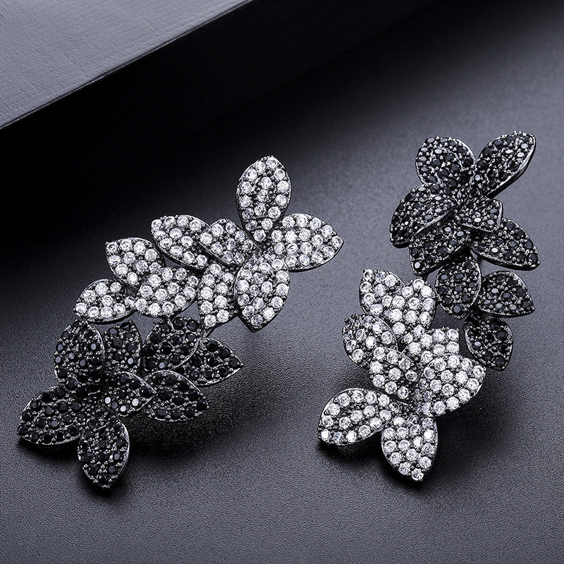 exaggerated gold-plated zircon statement earrings - MRSLM