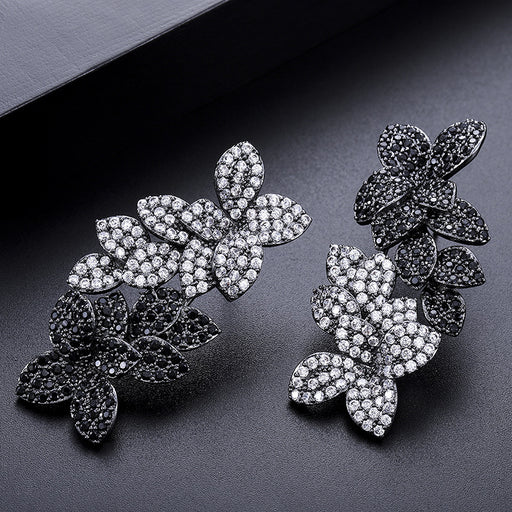 exaggerated gold-plated zircon statement earrings - MRSLM