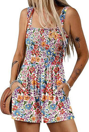 Flower print shorts jumpsuit sleeveless, view 8 - MRSLM