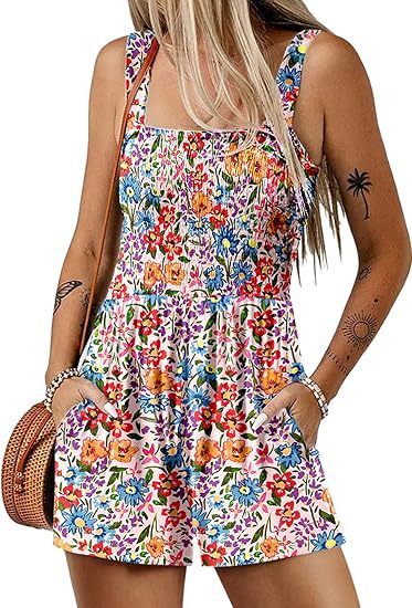 Flower print shorts jumpsuit sleeveless, view 8 - MRSLM