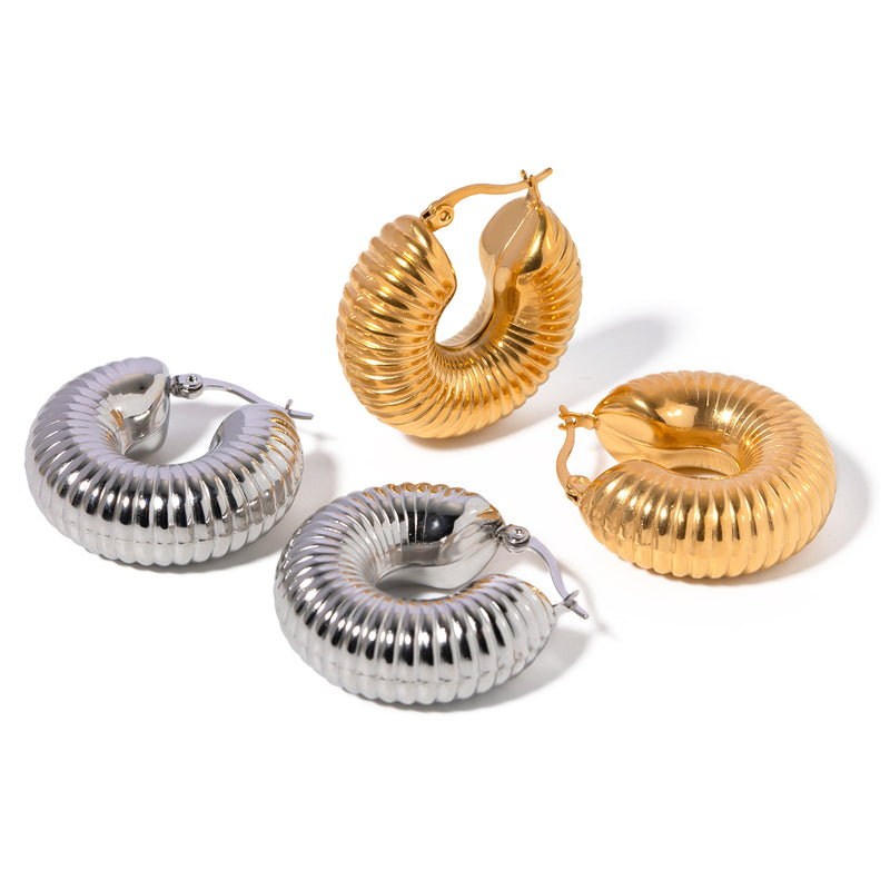 large snail shell hoop earrings, view 8 - MRSLM